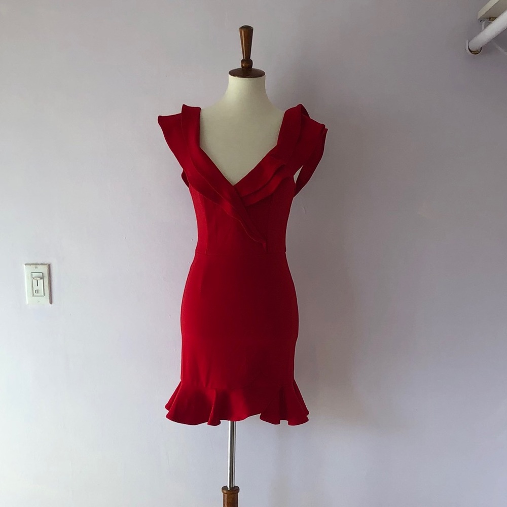 Red Mini Dress with Flutter Sleeves